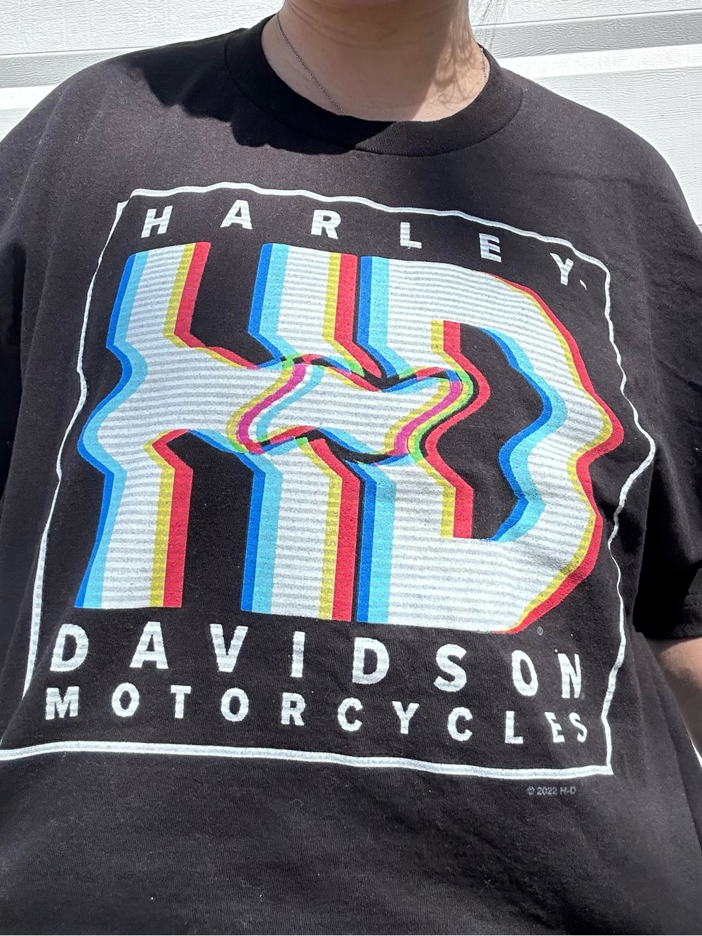 Harley-Davidson Black Short Sleeve Tee with Multicolor Distorted Logo - Picture 4 of 4